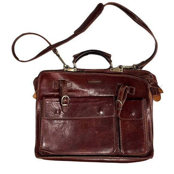 Tuscany Leather Brown Venezia Briefcase Bag - Picture 2 of 16